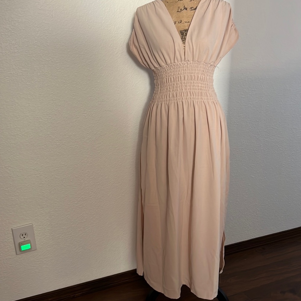 Rayon dress with high slits on both sides